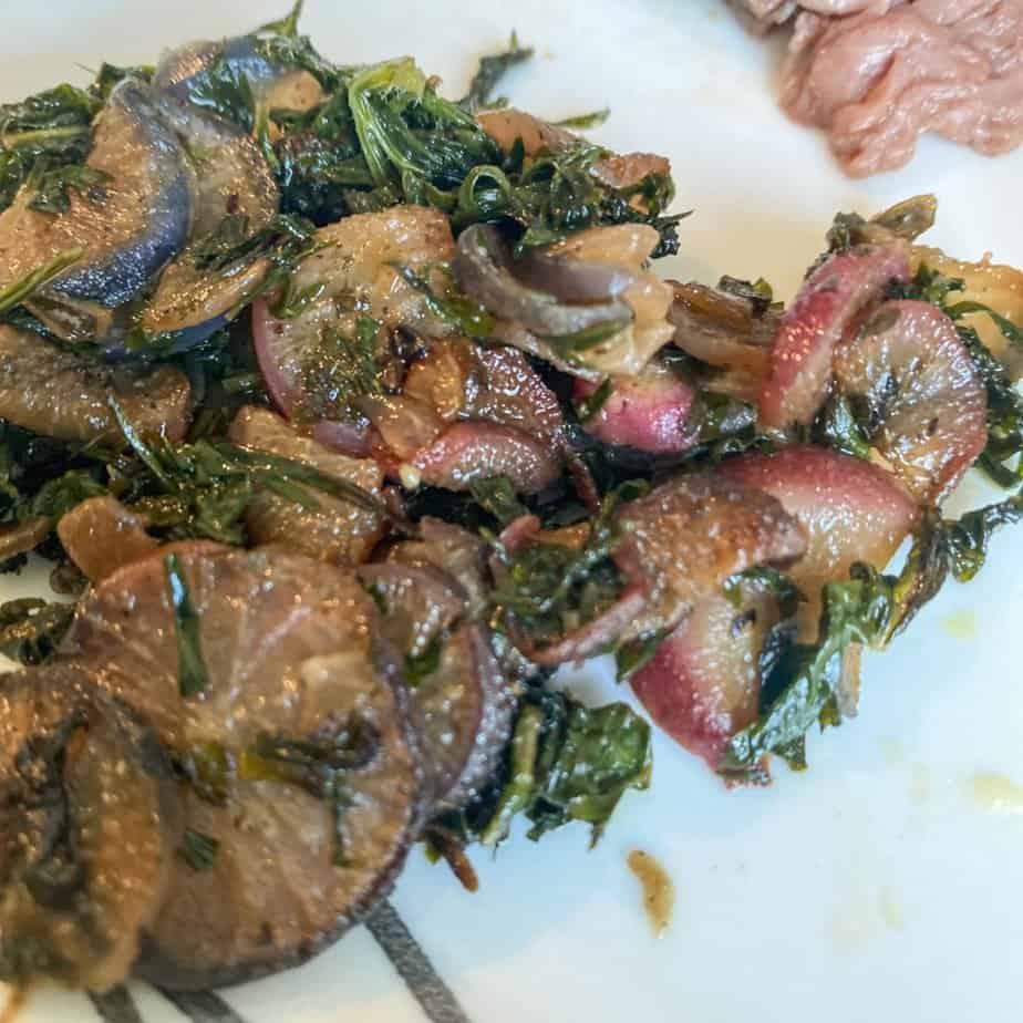 fried radishes with greens