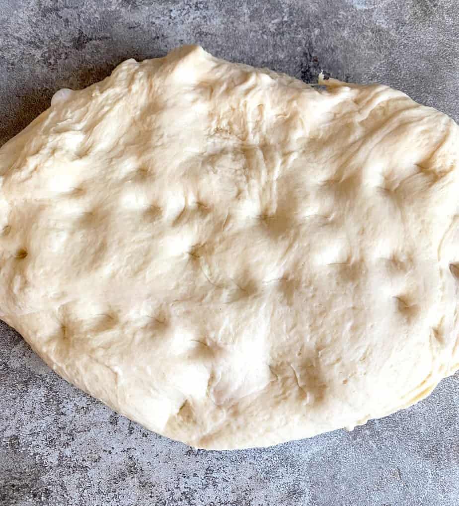 bread dough with dimples in it