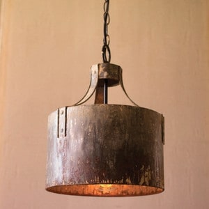 rustic metal cylinder pendant light