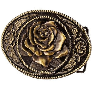bronze rose belt buckle