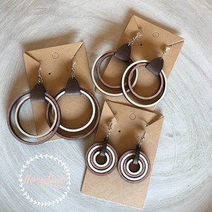 two toned wood hoop earrings