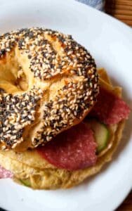 everything bagels made with sourdough discard as a sandwich