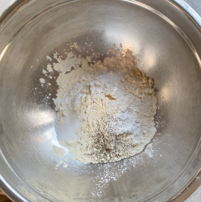 Dry ingredients for a sourdough sausage ball recipe.